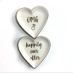 Engagement Marriage Wedding Happily Ever After Bridal Heart Trinket Trays Gift
